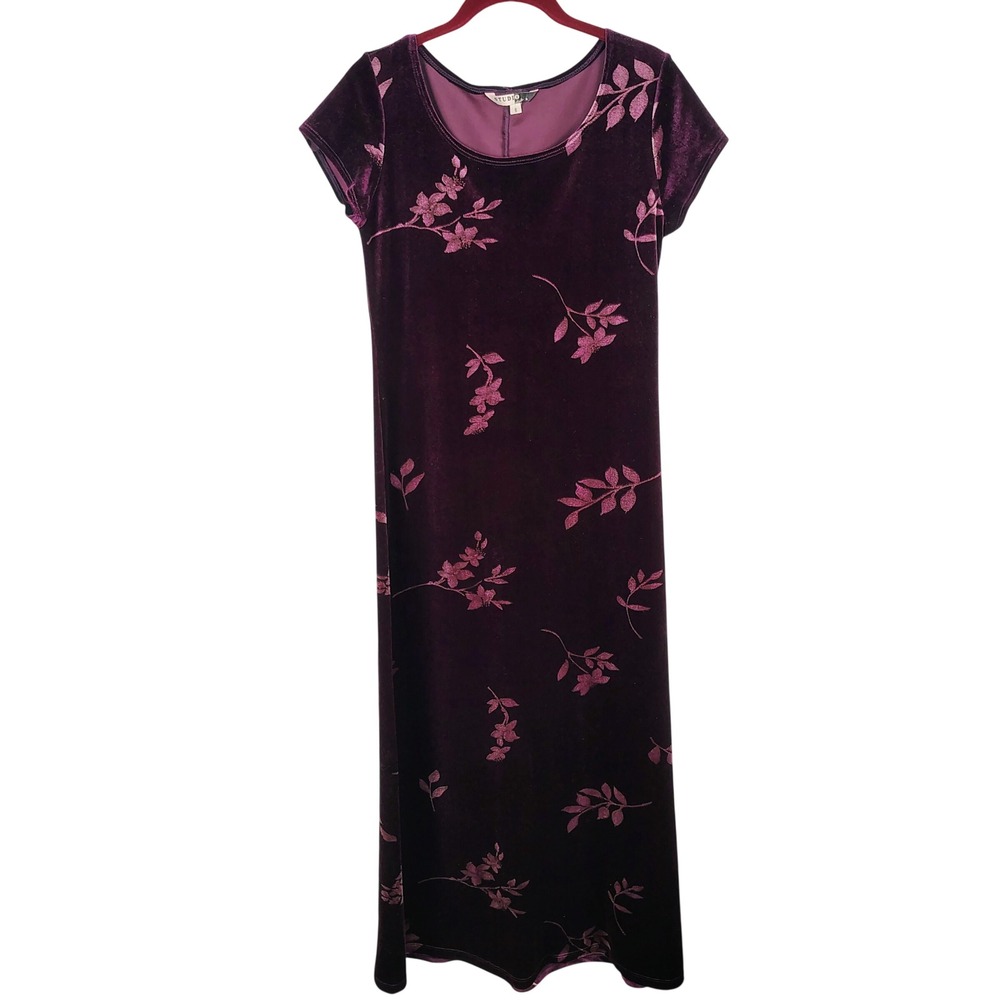 Studio J.P.R. Womens  6 Velvet Floral Maxi Dress Purple Whimsigoth Y2K romantic